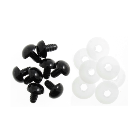 12mm Black Plastic Safety Eyes