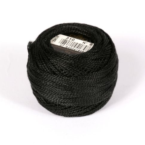 No 8 Black Cotton Perle Ball